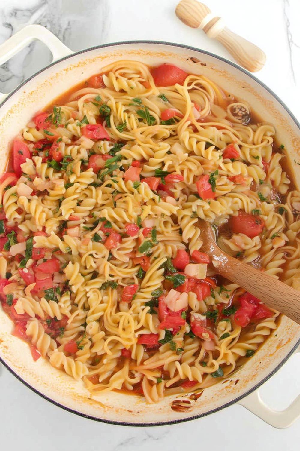 Gouden Spaghetti met Kerstomaatjes