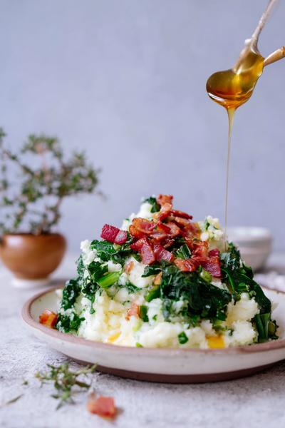 18. Boerenkool stamppot recept met bacon en maple glaze