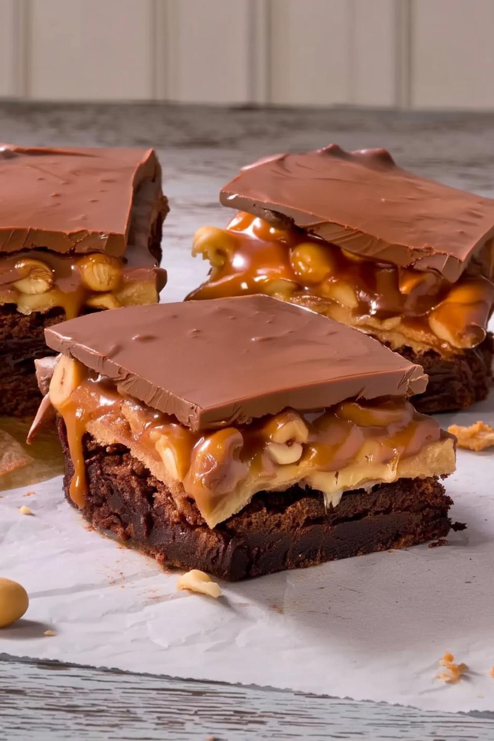 Gelaagde Karamel Brownies