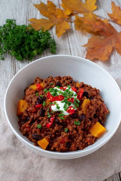 17. Chili con carne recept met pompoen en zachte, herfstige textuur