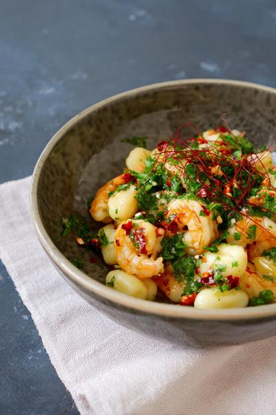 16. Gnocchi recept met garnalen, knoflook en chili-olie