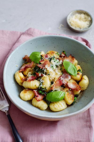 8. Gnocchi recept met krokante pancetta en erwten
