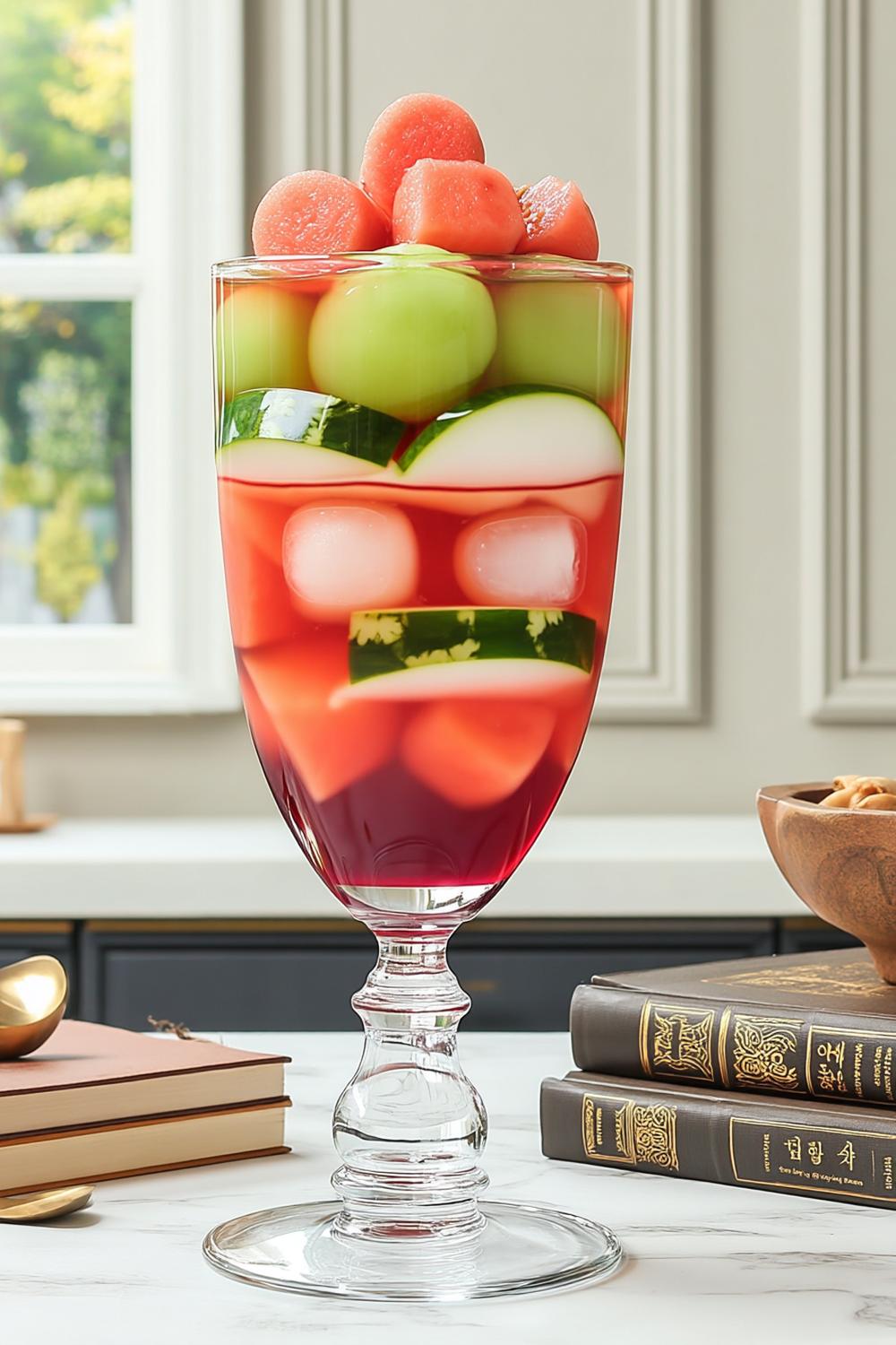 Elegante hwachae in champagne flute