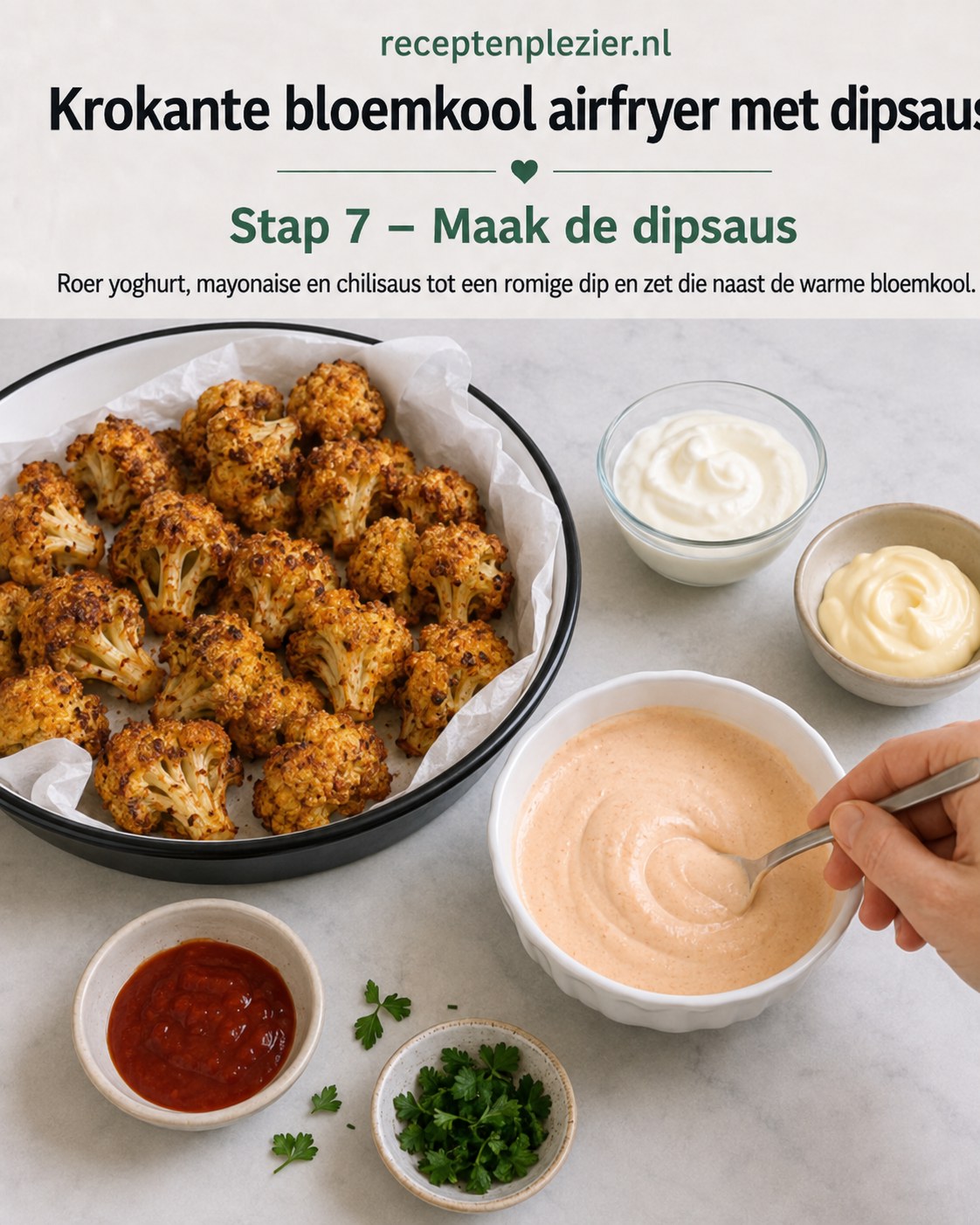 Krokante Bloemkool Airfryer Met Dipsaus