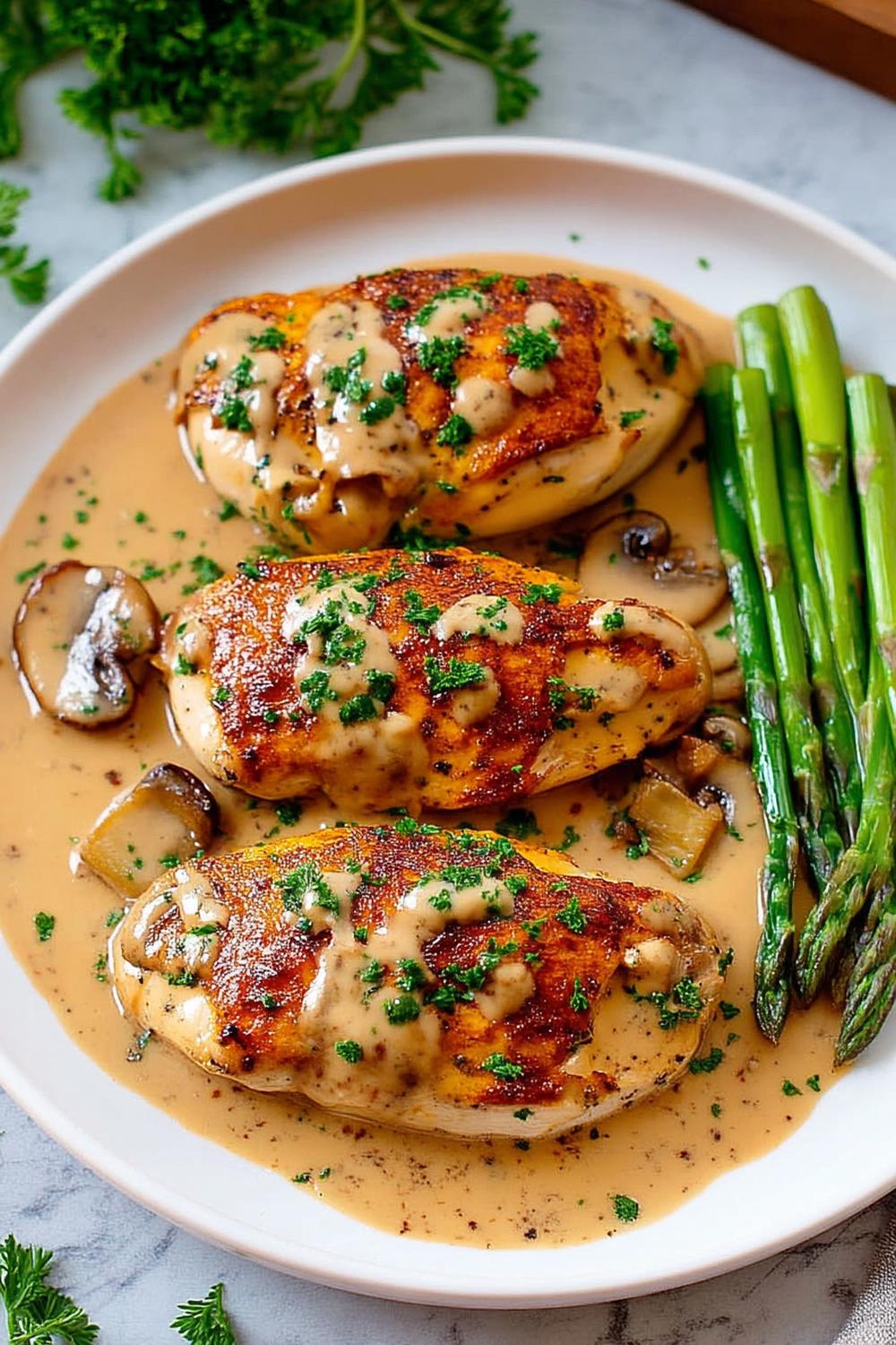 Kip Champignon Roomsaus