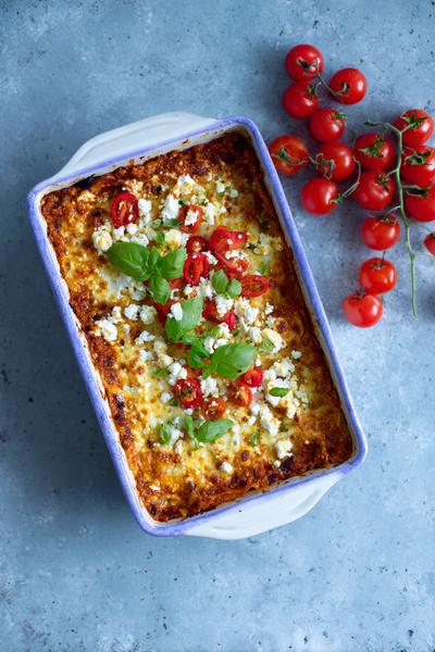 21. Lasagne recept met gegrilde paprika en feta-crumbles