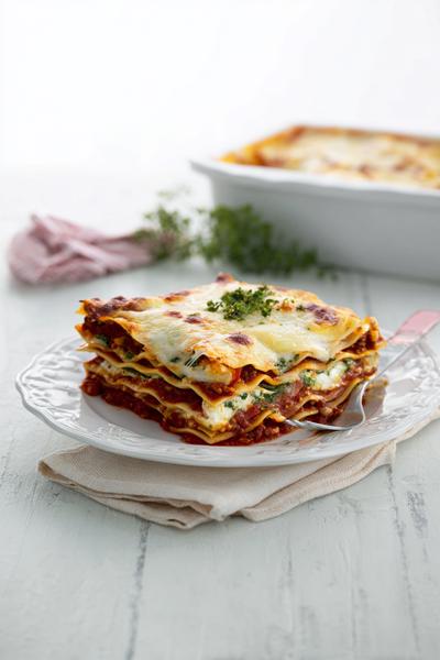 25. Lasagne recept met drie kazen en knapperige korst