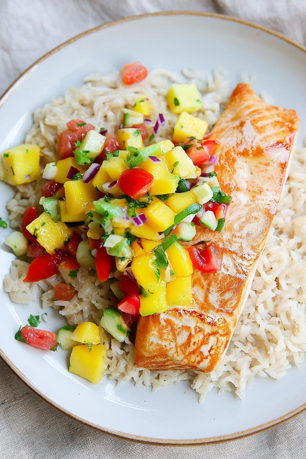 Gebakken zalm met mango salsa