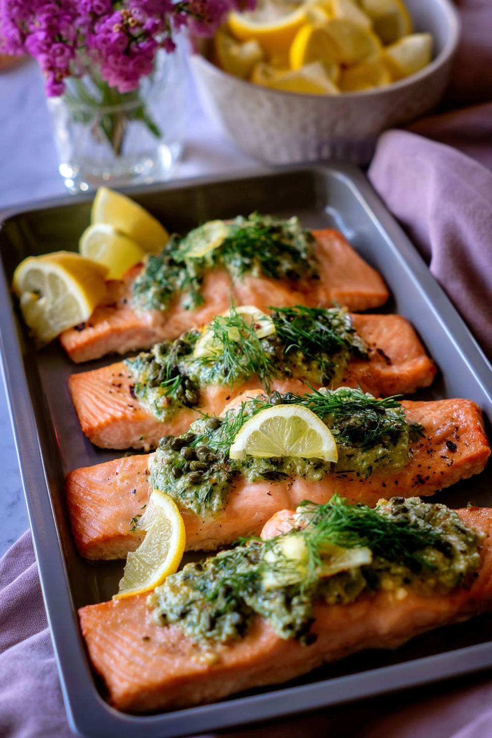 Zalm met groene kruiden