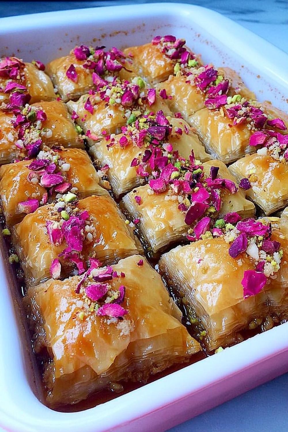 Roze Baklava met Bloemblaadjes
