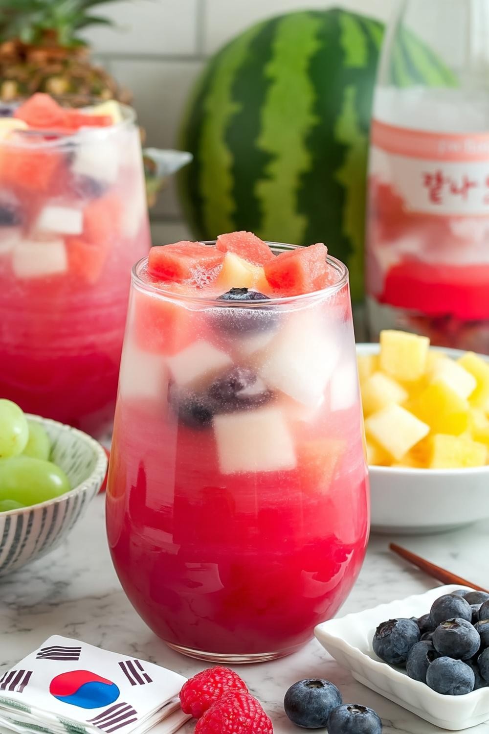 Zomerse hwachae met verse bessen