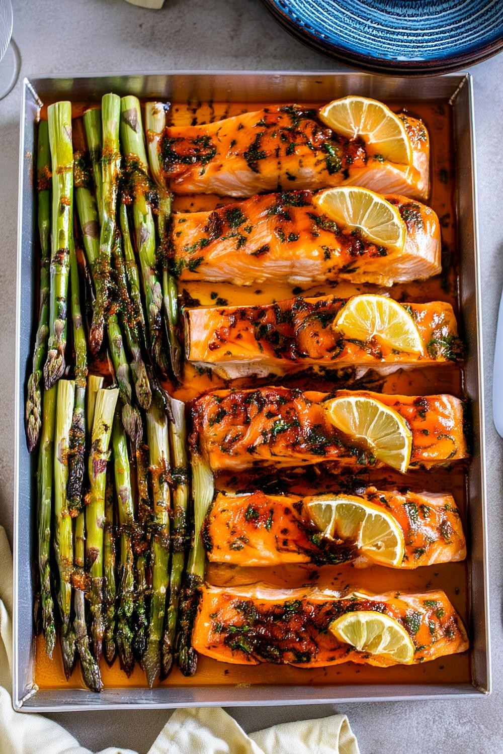 Geroosterde zalm met asperges