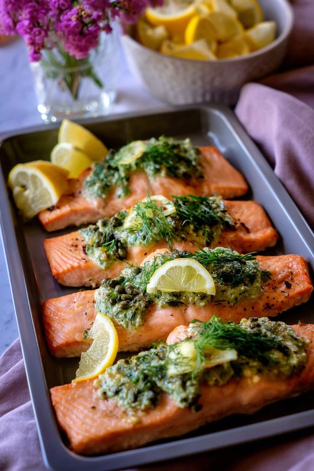 Zalm met groene kruiden