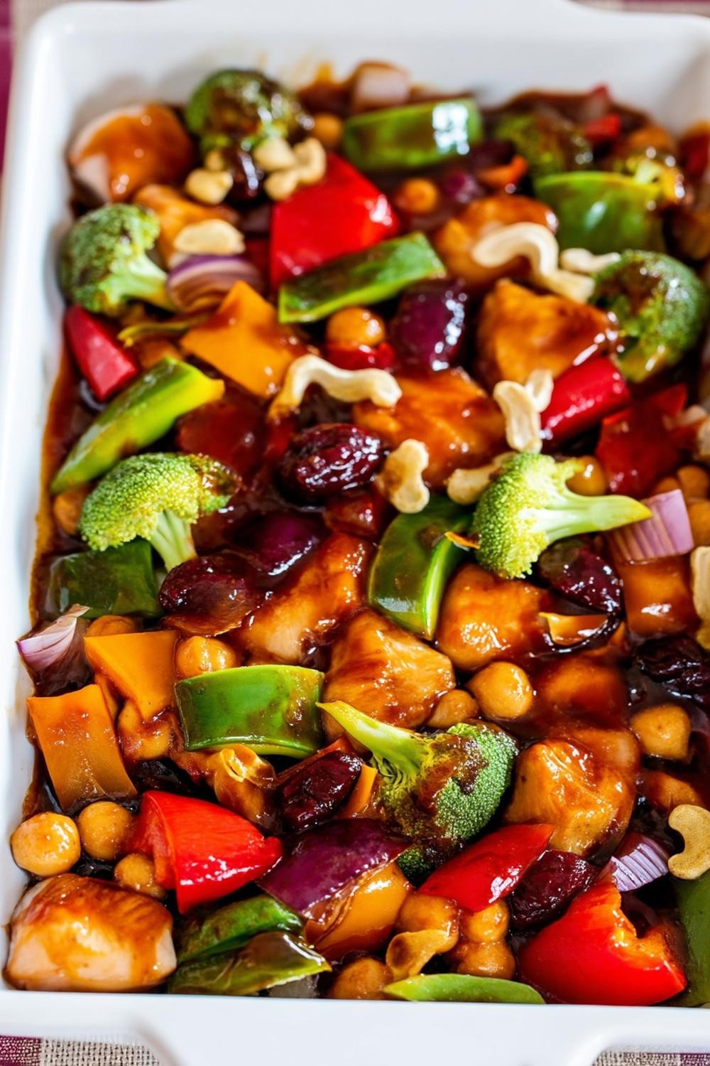 Kleurrijke groenteschotel met cashewnoten