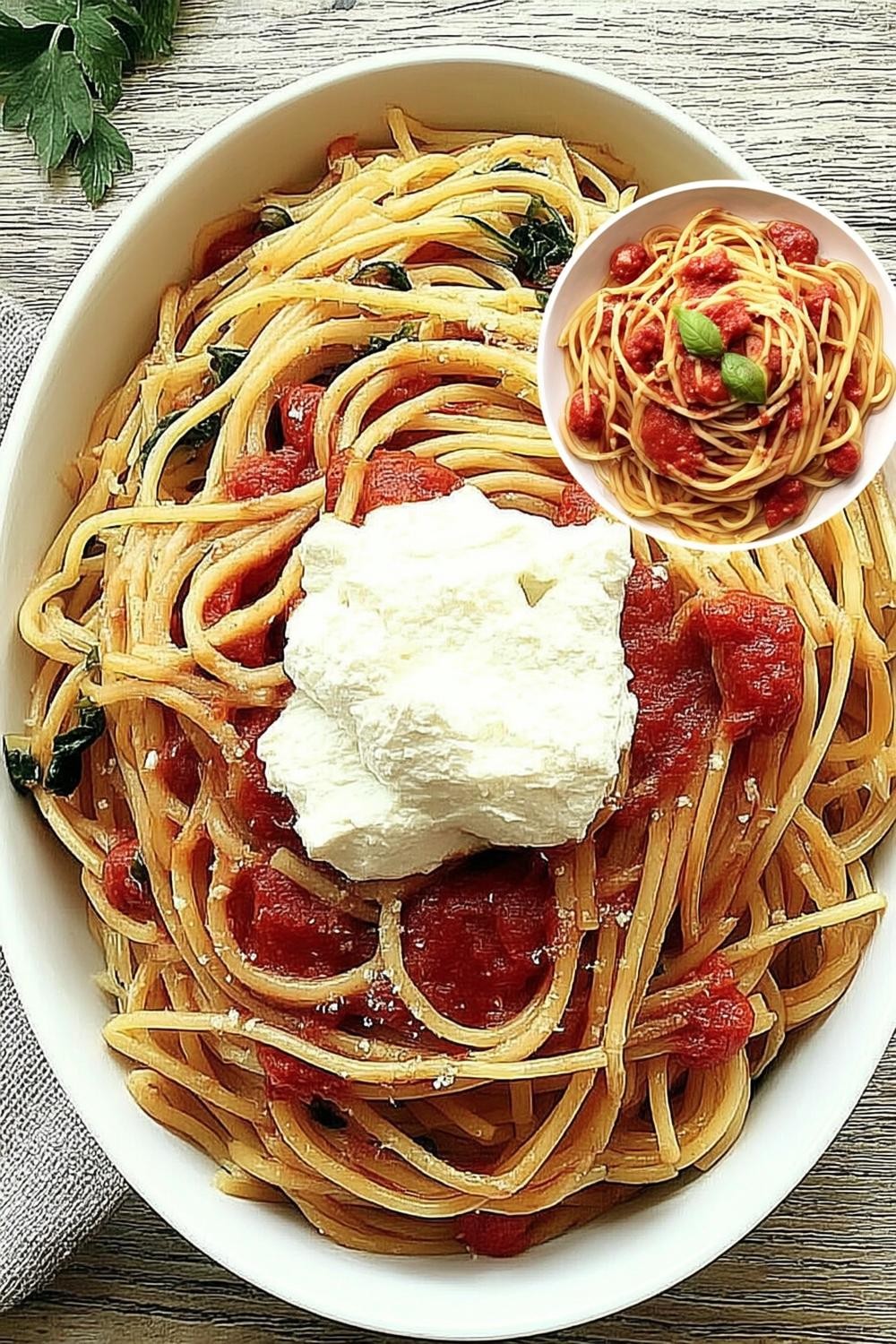 Spaghetti met verse mozzarella