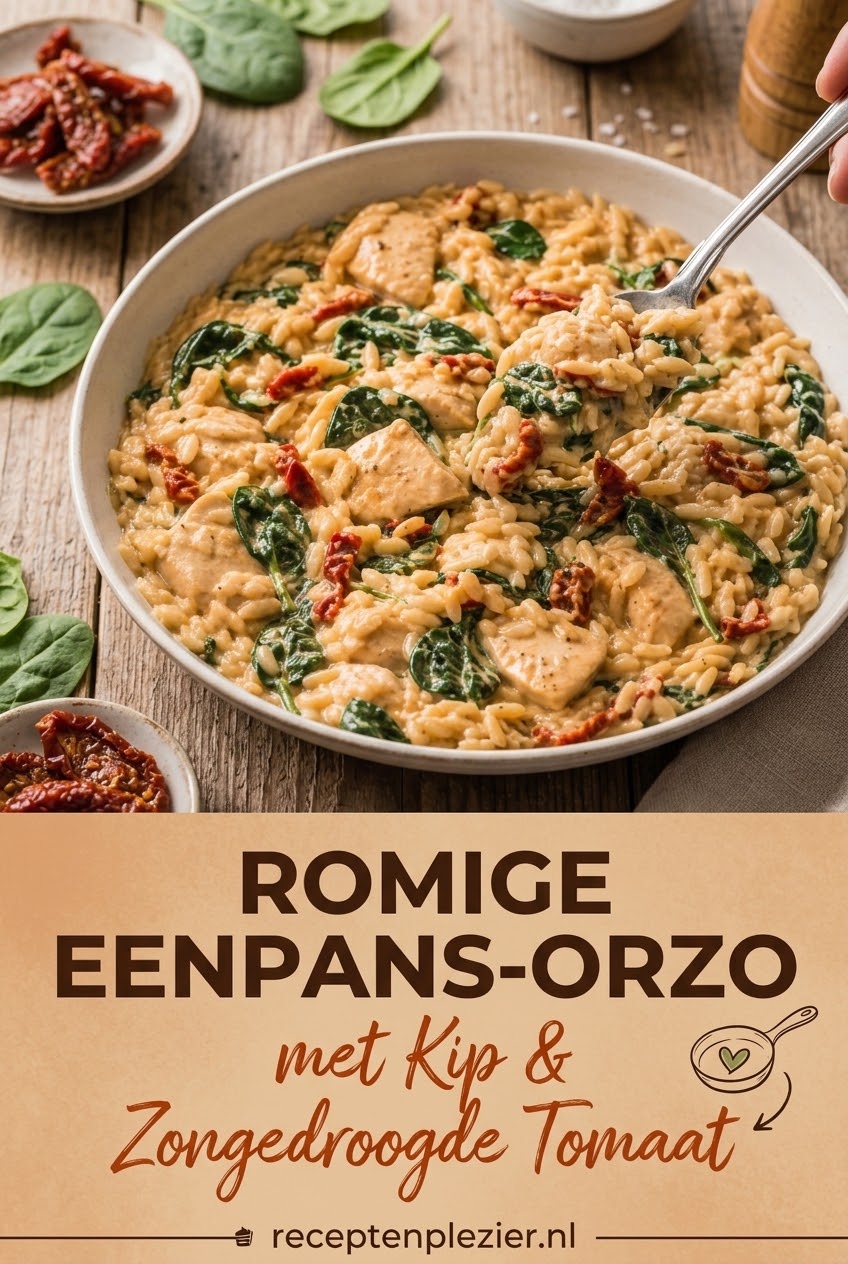 Romige Eenpans-Orzo met Kip & Zongedroogde Tomaat
