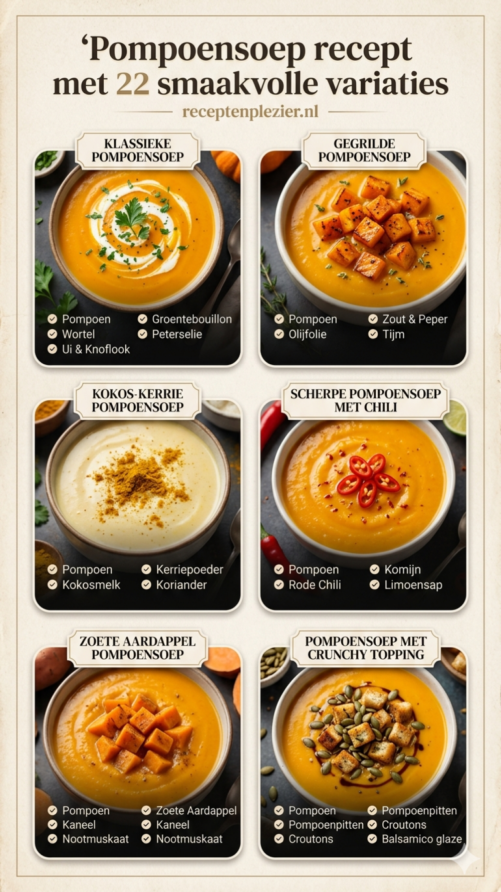 Pompoensoep recept met 22 smaakvolle variaties