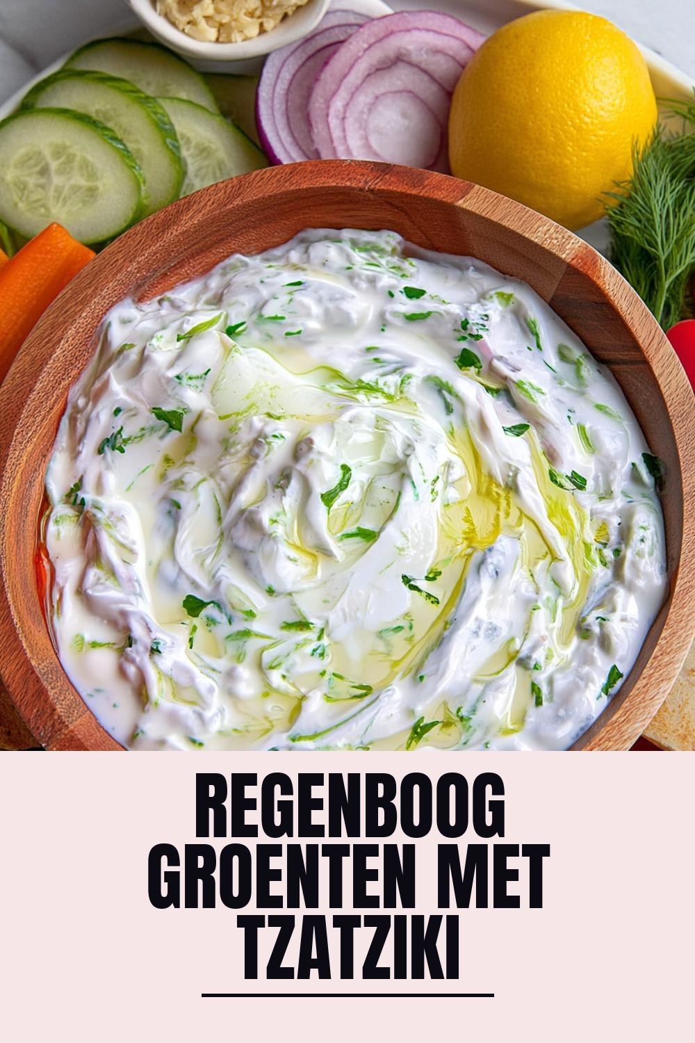 Regenboog groenten met tzatziki