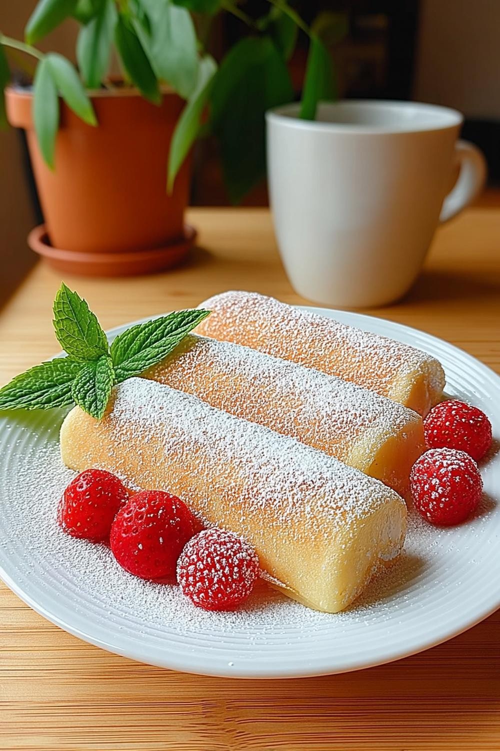 Elegante wafel met aardbeien