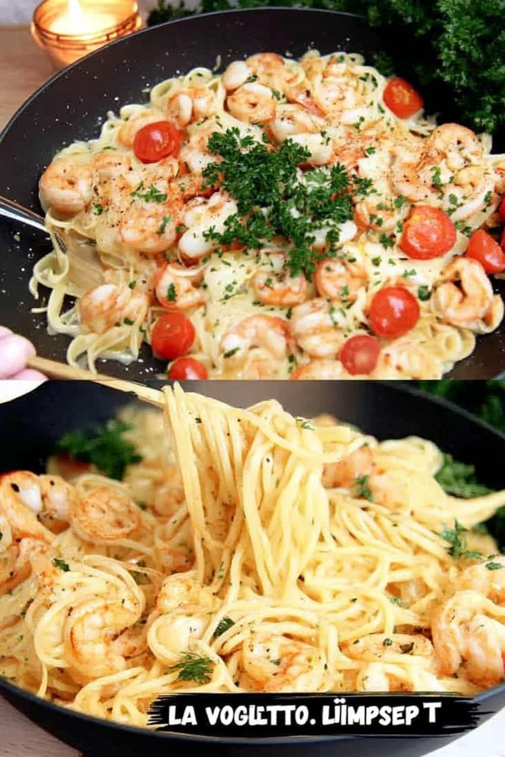 Garnalen linguine met cherry tomaten