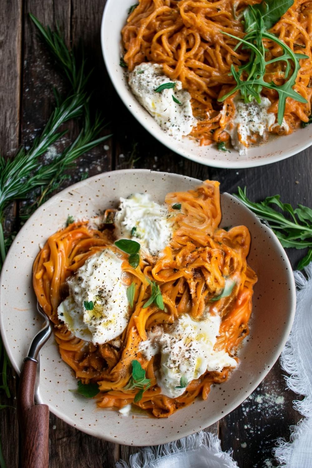 Oranje tagliatelle nest creatief