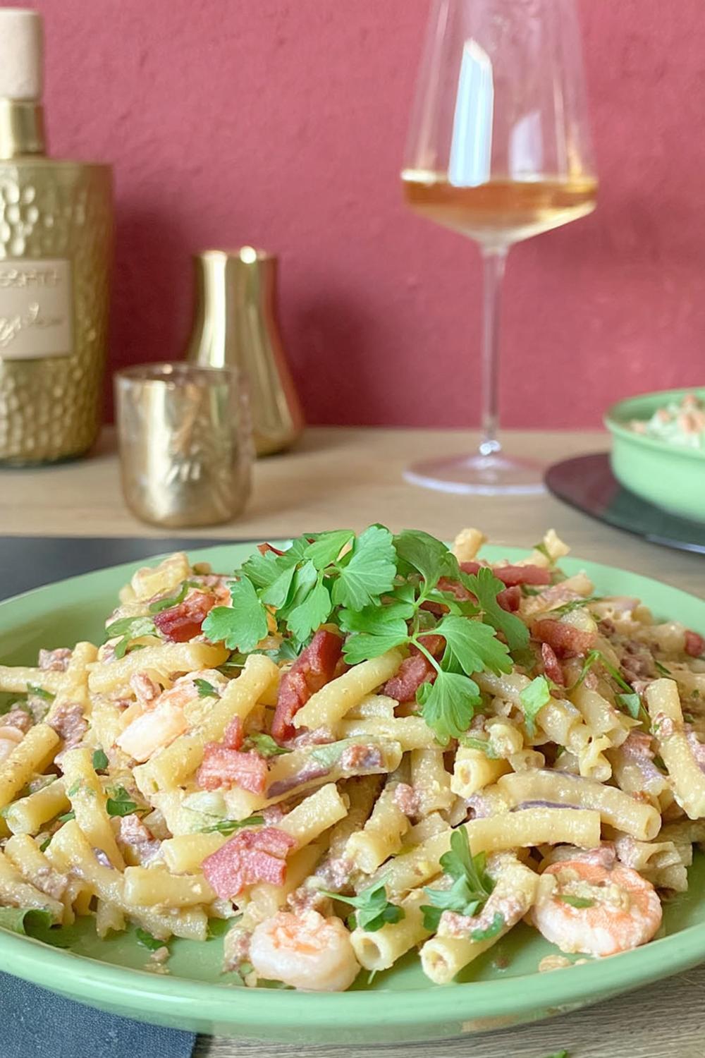 Pasta salad met garnalen