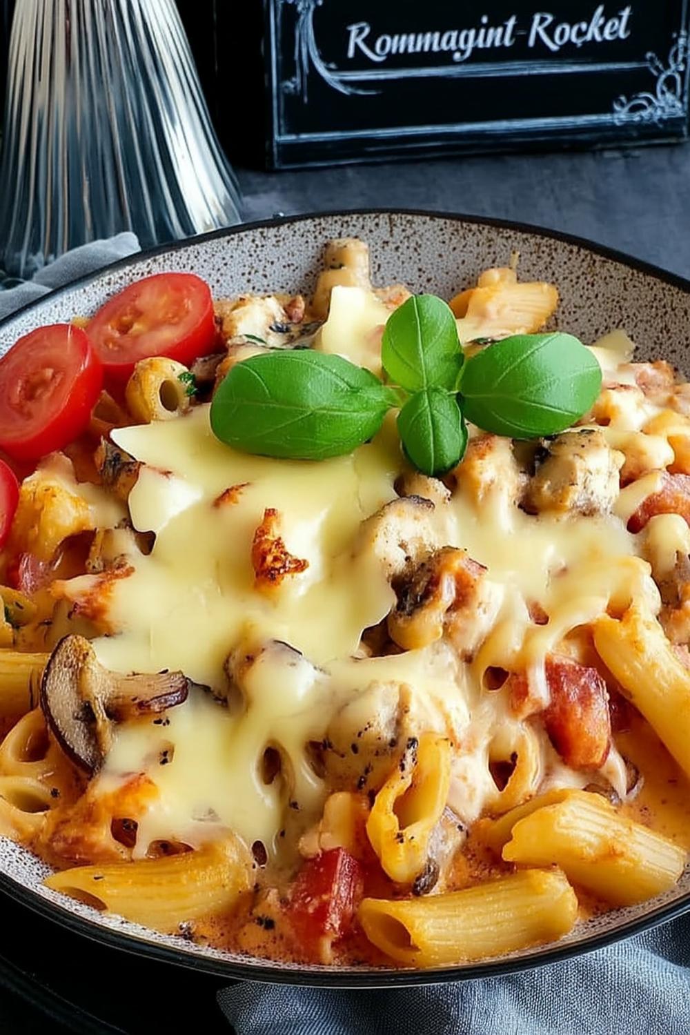 Rigatoni met champignons en kaas