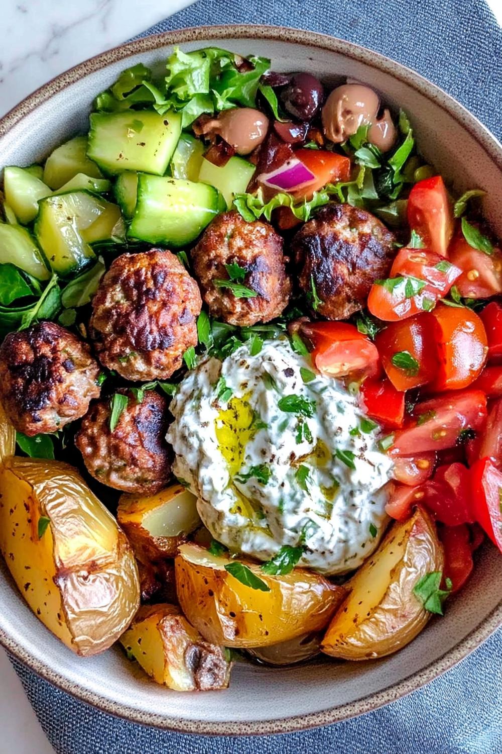 Griekse Gehaktballetjes Bowl