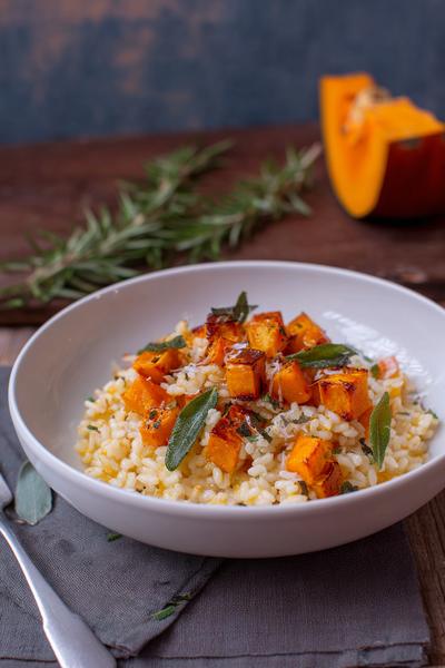 5. Risotto recept met pompoen: geroosterde blokjes en salie-boter