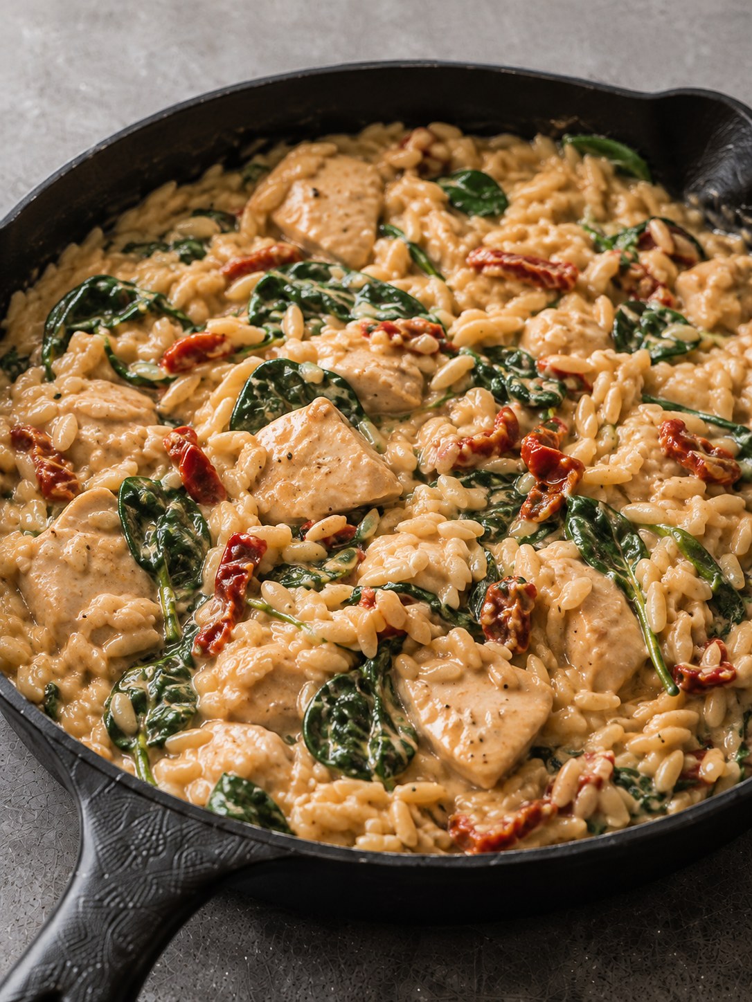 Romige Orzo Met Kip En Zongedroogde Tomaten Uit Één Pan