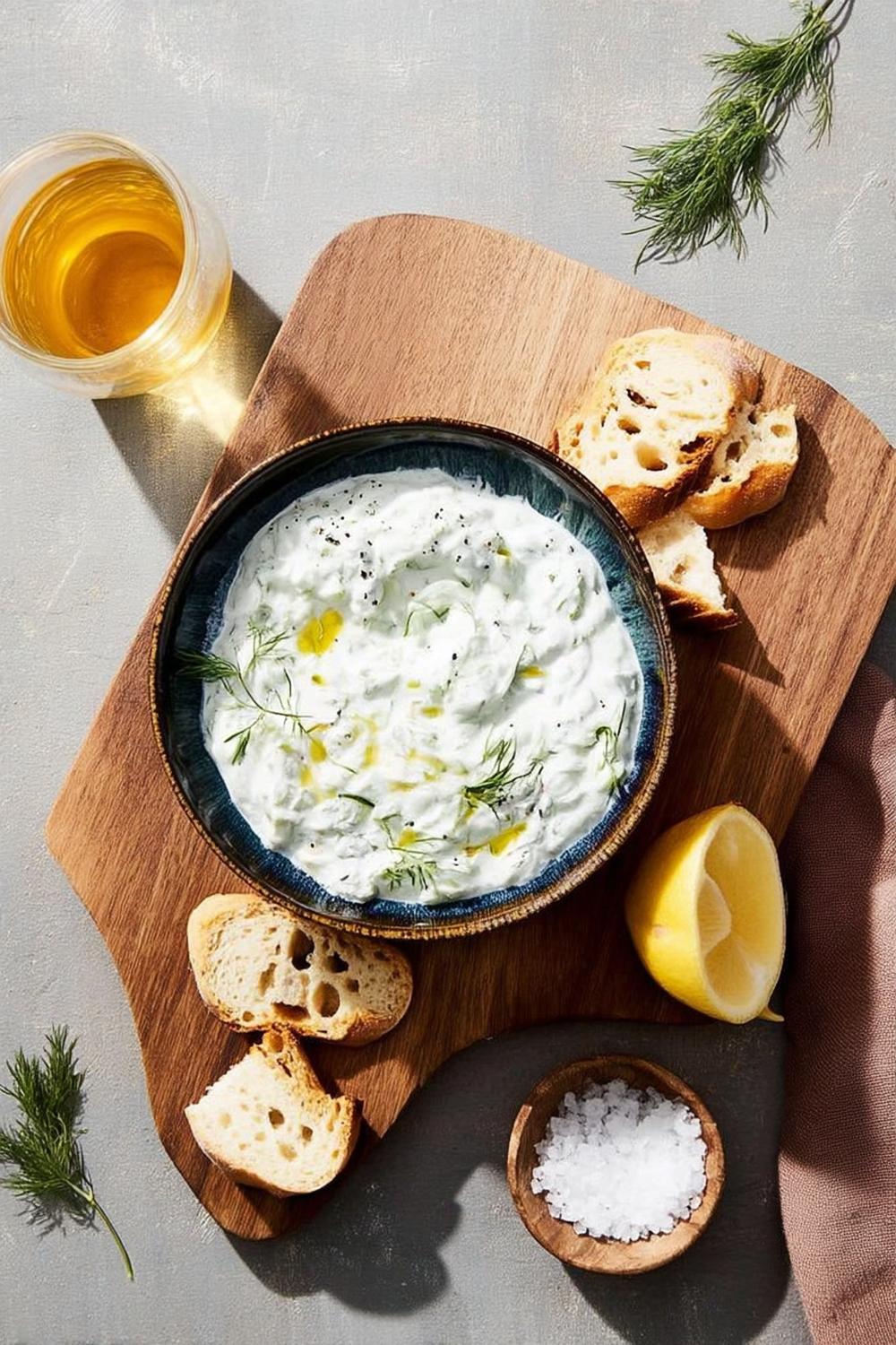 Elegante tzatziki op plank