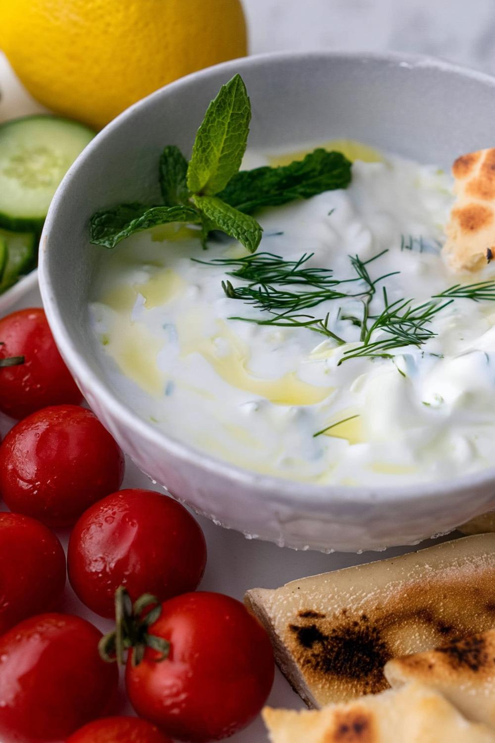 Mediterrane tzatziki met olijfolie