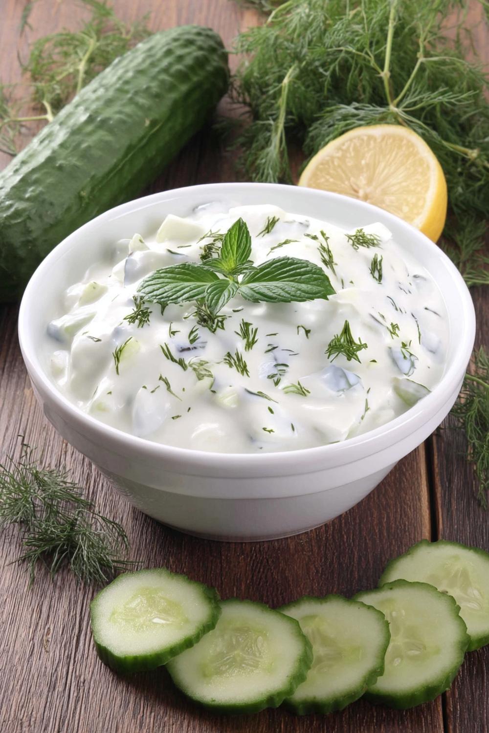 Traditionele tzatziki met komkommer