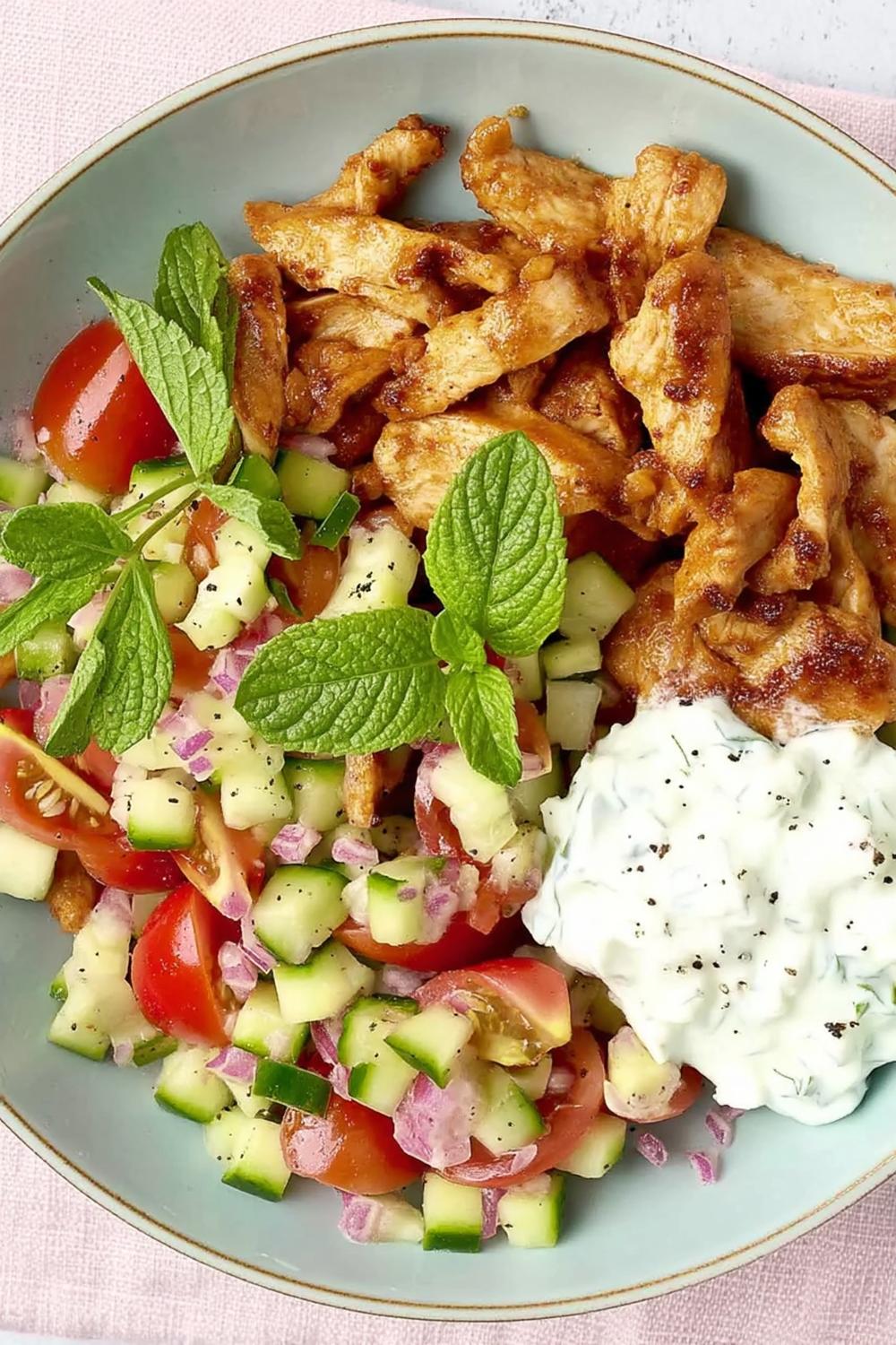 Tzatziki met gegrilde kip