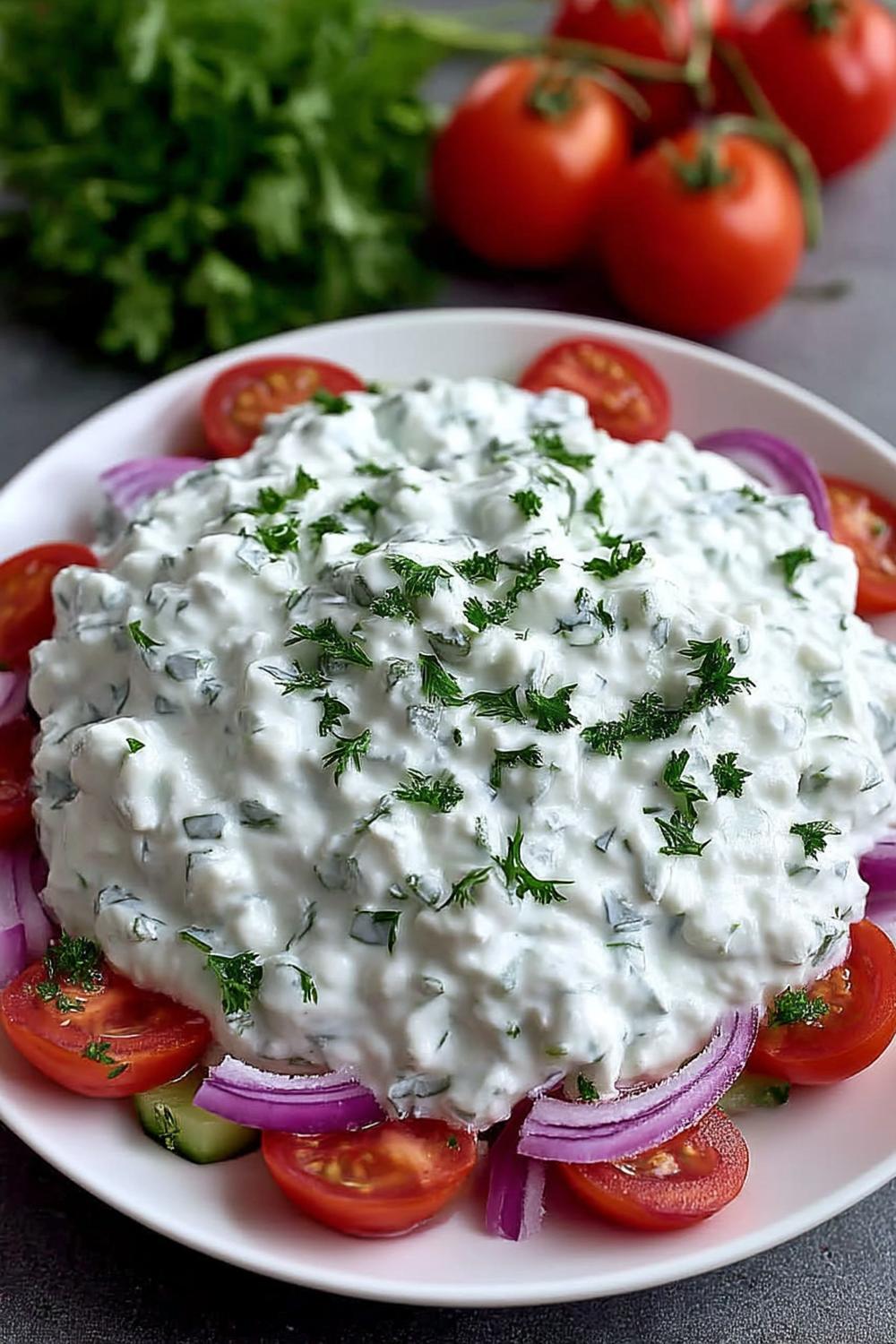 Tzatziki met tomaten en ui